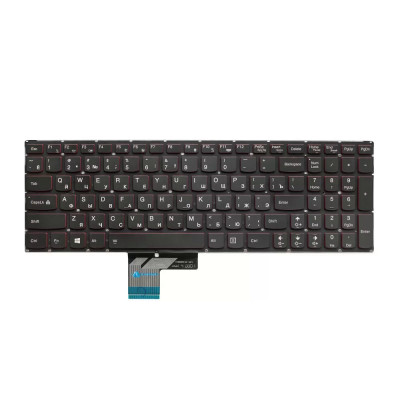 Клавиатура для ноутбука Lenovo Y50-70 черная без рамки, с красной подсветкой