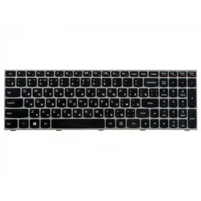 Клавиатура для ноутбука Lenovo G50-30 черная, с серебристой рамкой