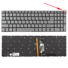 Клавиатура для ноутбука Lenovo IdeaPad 320-15 серая без рамки с подсветкой